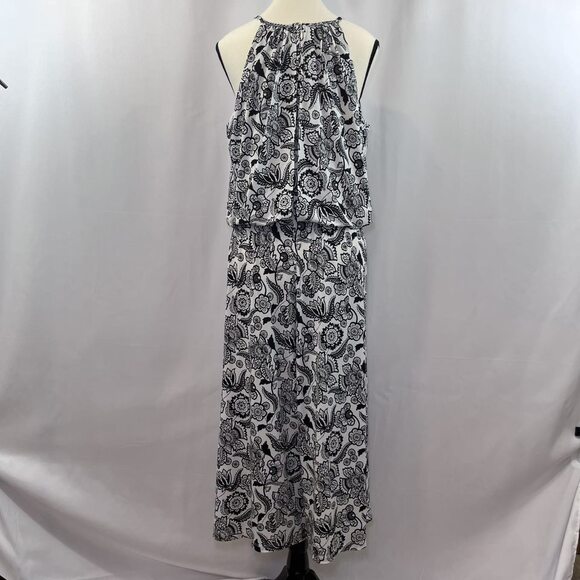 London Times halter wide crop leg blouson floral print jumpsuit women sz 12 - Picture 4 of 14